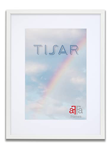 aFFa frames Tisar Bilderrahmen Holz mit Passepartout 40x60 cm Weiß, photo frame, holzrahmen, mit Acrylglasfront, HDF-Rückwand Weiß bilderrahmen 50x70 cm von aFFa frames