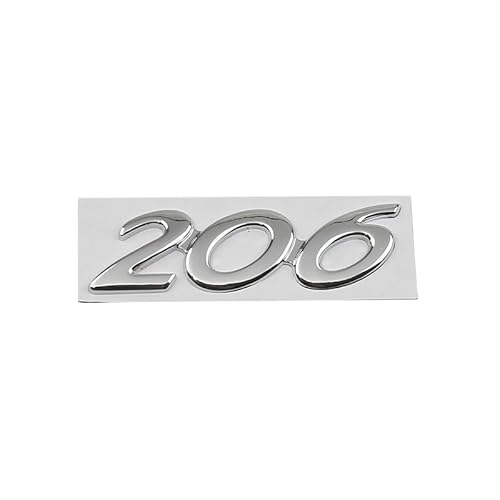 abrupt Logo Auto Emblem für Peugeot 206, Abzeichen Logo Buchstaben Wort Emblem Aufkleber, Zeichen Emblem Logo Abzeichen Sticker Abziehbilder,A Silver von abrupt