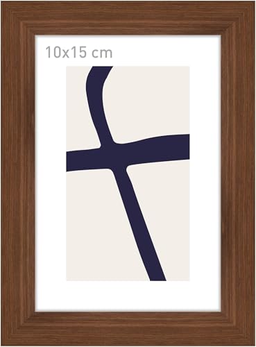 accent by nielsen Bilderrahmen, 10 x 15 cm, Holz, Walnuss, Fotorahmen zum Auftstellen und Aufhängen im Hoch- & Querformat, Echtglas, Velino von accent by nielsen