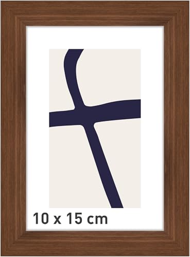 accent by nielsen Bilderrahmen, 10 x 15 cm, Holz, Walnuss, Fotorahmen zum Auftstellen und Aufhängen im Hoch- & Querformat, Echtglas, Velino von accent by nielsen