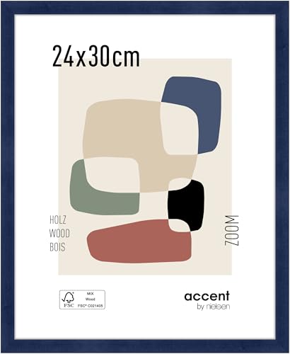 accent by nielsen Bilderrahmen, 24 x 30 cm, Holz, Blau, Rahmen zum Aufhängen im Hoch- & Querformat, Echtglas, Zoom von accent by nielsen