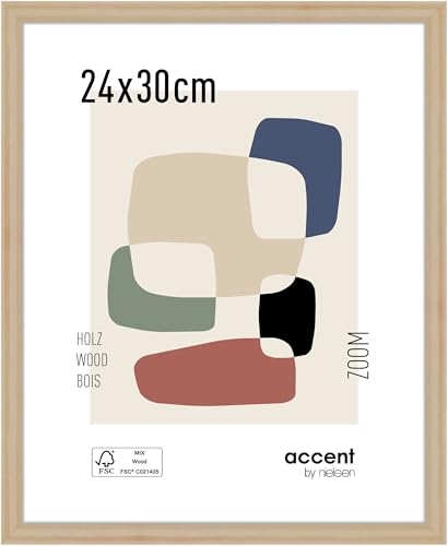 accent by nielsen Bilderrahmen, 24 x 30 cm, Holz, Natur, Rahmen zum Aufhängen im Hoch- & Querformat, Echtglas, Zoom von accent by nielsen