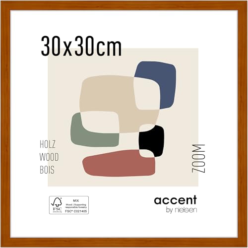 accent by nielsen Bilderrahmen, 30 x 30 cm, Holz, Honig, Rahmen zum Aufhängen im Hoch- & Querformat, Echtglas, Zoom von accent by nielsen