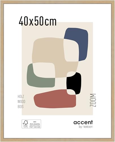 accent by nielsen Bilderrahmen, 40 x 50 cm, Holz, Gold, Posterrahmen zum Aufhängen im Hoch- & Querformat, Echtglas, Zoom von accent by nielsen