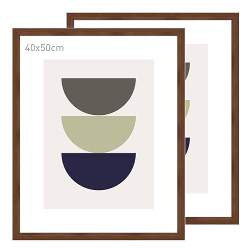 accent by nielsen Bilderrahmen, 40 x 50 cm (2er Set), Holz (MDF), Walnuss, inkl. Kunstdruck, Posterrahmen im Hoch- & Querformat, Echtglas, Velino von accent by nielsen