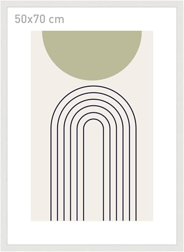 accent by nielsen Bilderrahmen, 50 x 70 cm, Holz (MDF), Weiß, inkl. Kunstdruck, Posterrahmen zum Aufhängen im Hoch- & Querformat, Echtglas, Velino von accent by nielsen