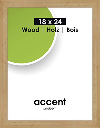 accent by nielsen Bilderrahmen, 18 x 24 cm, Holz, Natur, Fotorahmen zum Auftstellen und Aufhängen im Hoch- & Querformat, Echtglas, Accent Wood von accent by nielsen