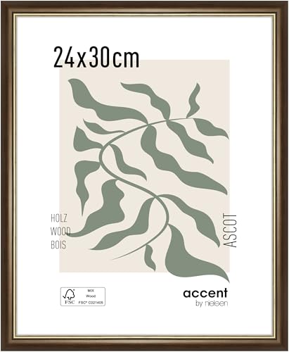 accent by nielsen Bilderrahmen, 24 x 30 cm, Holz, Braun, Rahmen zum Aufhängen im Hoch- & Querformat, Echtglas, Ascot von accent by nielsen