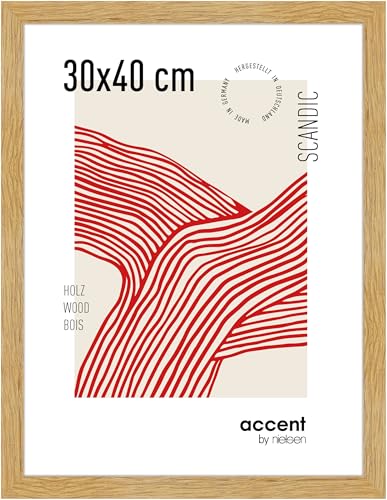 accent by nielsen Bilderrahmen, 30 x 40 cm, Holz, Eiche, Fotorahmen zum Aufhängen im Hoch- & Querformat, Echtglas, Scandic von accent by nielsen