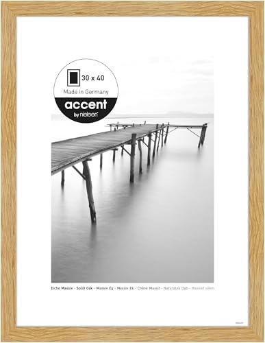 accent by nielsen Bilderrahmen, 30 x 40 cm, Holz, Eiche, Fotorahmen zum Aufhängen im Hoch- & Querformat, Echtglas, Scandic von accent by nielsen