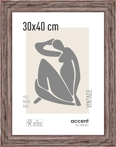 accent by nielsen Holz Bilderrahmen Vintage, 30x40 cm, Braun von accent by nielsen