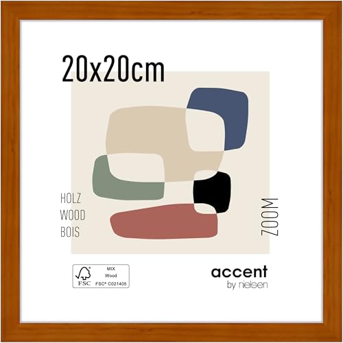 accent by nielsen Bilderrahmen, 20 x 20 cm, Holz, Honig, Fotorahmen zum Auftstellen und Aufhängen im Hoch- & Querformat, Echtglas, Zoom von accent by nielsen