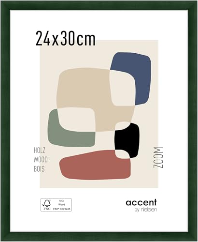 accent by nielsen Bilderrahmen, 24 x 30 cm, Holz, Grün, Rahmen zum Aufhängen im Hoch- & Querformat, Echtglas, Zoom von accent by nielsen