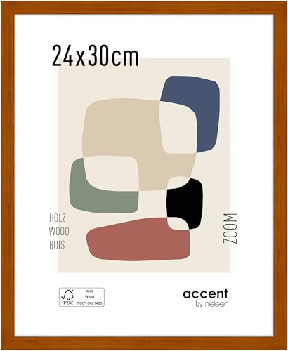 accent by nielsen Bilderrahmen, 24 x 30 cm, Holz, Honig, Rahmen zum Aufhängen im Hoch- & Querformat, Echtglas, Zoom von accent by nielsen