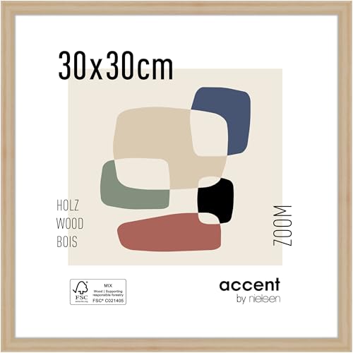 accent by nielsen Bilderrahmen, 30 x 30 cm, Holz, Natur, Rahmen zum Aufhängen im Hoch- & Querformat, Echtglas, Zoom von accent by nielsen