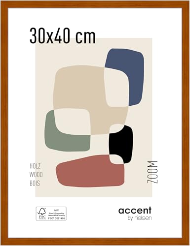 accent by nielsen Bilderrahmen, 30 x 40 cm, Holz, Honig, Fotorahmen zum Aufhängen im Hoch- & Querformat, Echtglas, Zoom von accent by nielsen