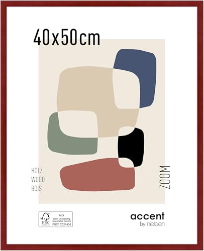 accent by nielsen Bilderrahmen, 40 x 50 cm, Holz, Rot, Posterrahmen zum Aufhängen im Hoch- & Querformat, Echtglas, Zoom von accent by nielsen