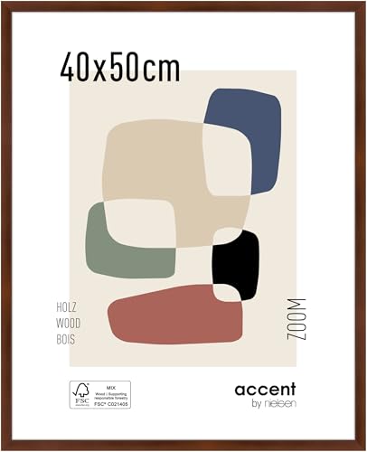 accent by nielsen Bilderrahmen, 40 x 50 cm, Holz, Walnuss, Posterrahmen zum Aufhängen im Hoch- & Querformat, Echtglas, Zoom von accent by nielsen