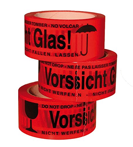 K180G 180 Rollen Vorsicht Glas Kartondealer PP- Klebeband Paketband 48mm x 66lfm von activaTape