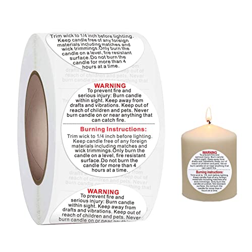 1,5 Zoll Kerze Warning Labels | 1 Rolle Kerze Safety Labels - Candle Jar Container Aufkleber für Kerzenherstellung Kerzengläser und Zinnen Adawd von adawd