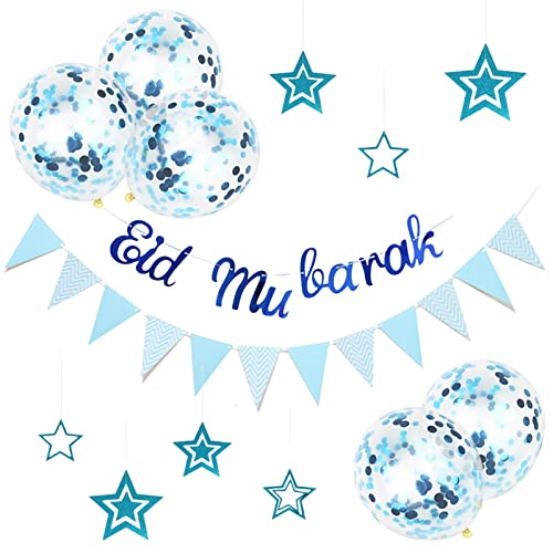 Eid Sequins Konfetti Balloons,1 Set Happy Eid Latex Balloons - Banner Balloons Set for Eid Home Decor Adawd von adawd