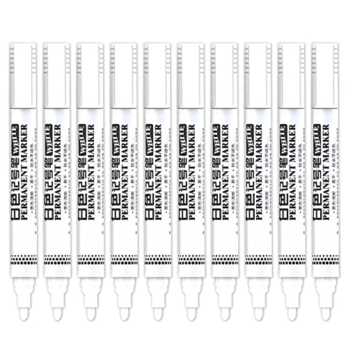 adawd Weißer Farbstift, Permanent, Weiß, schnelltrocknend, wasserfest, mit großem Stift, Öl-Marker aus Acryl, für Reifen, Metall, Glas von adawd