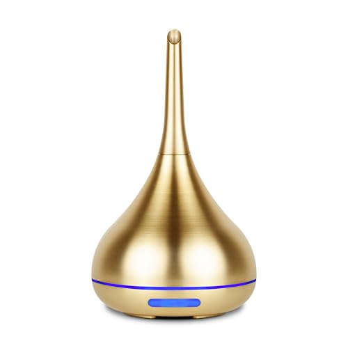 Aerosoul® Drop Aroma Diffuser für Ätherische Öle 100 ml Duftöl Diffuser, Edles Design, Abschaltautomatik, 6h Nebel, 7 LED Licht Aromatherapie Diffuser, Kunststoff Gold-Optik von aerosoul