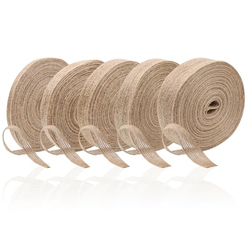 agctrler 50M Juteband 5 Rollen Jute Band Vintage Geschenkband, Hessisches Stoffband für DIY Handwerk Weihnachten Deko Hochzeit Party Basteln Geschenkband(0,6/1/1,5/2/2,5 cm) von agctrler