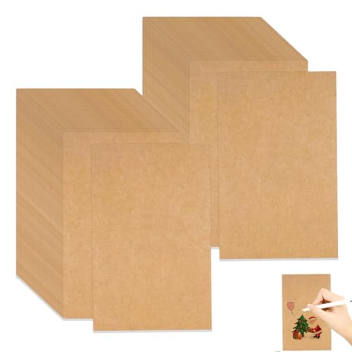 100 Stück A6 Kraftpapier Karten, 14,6 x 9,6 cm Karteikarten A6, Drucken Postkarten Blanko Blanko Karten zum Selbstgestalten für DIY Grußkarten Einladungen Hochzeitskarten (Braun) von aghoer