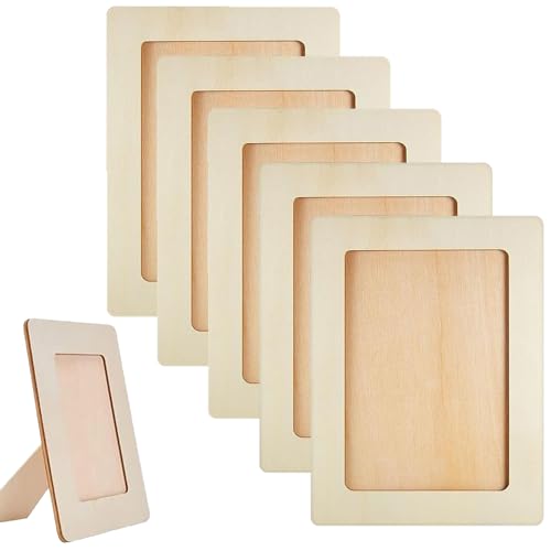 Hölzerner Bilderrahmen, 6 Stück DIY Holzbilderrahmen, DIY Malprojekte, Rechteckige Bastelrahmen Set, für Tischdisplay Und Basteln DIY von aghoer