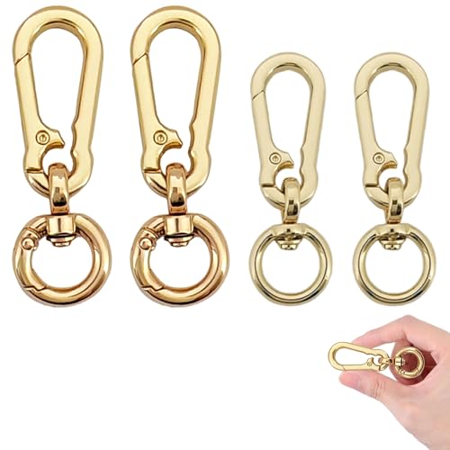 4 Individuell Karabiner gold, Schlüsselanhänger Gold Und Karabinerhaken Mit Drehgelenk Abnehmbar, Karabiner Schlüsselanhänger Teile, Schlüsselring Gold Für Basteln Geldbeutel Rucksack Zubehör von agogue