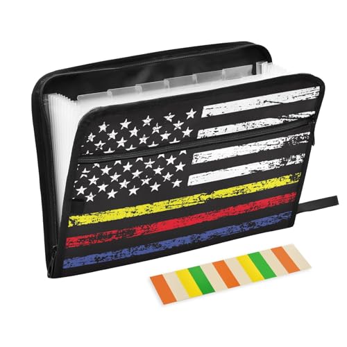 Akkordeon-Aktenordner mit USA-Flagge und 13 Fächern, A4-Format mit Taschen mit Reißverschluss, Fächermappe für Dokumentenaufbewahrung von aidingzhi