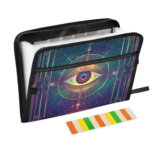 Eye Tarot-Dokumentenmappe, Organizer, 13 Taschen, A4, Briefform, mit Reißverschluss, Bürobedarf, Ordner für Bürobedarf, Schwarz von aidingzhi