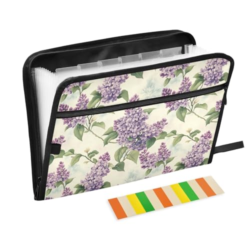 Fächermappe mit Blumenmotiv, 13 Fächer, A4, Briefform, Organizer mit Taschen mit Reißverschluss, mehrere Fächer, für Büro, Schule von aidingzhi