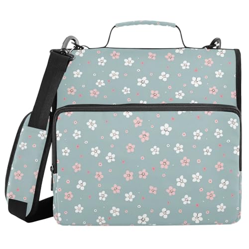 Flowers Spring Little Fresh 3 Ringe 3,8 cm Organizer Ordner mit Griff und abnehmbarem Schultergurt Laege Kapazität Dokumentenmappe Organizer für Mittelschule von aidingzhi