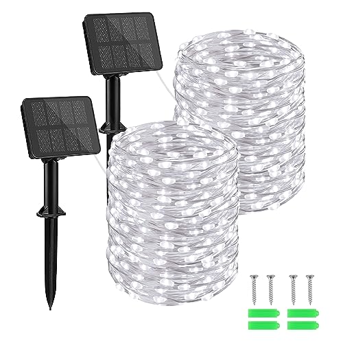 aifulo [2 Stück] Solar Lichterkette Aussen, 15M 150 LED Lichterkette Außen Solar 8 Modi Solarlichterkette IP65 Outdoor für Garten, Terrasse, Balkon, Bäume, Hochzeit, Laubengang, Party von aifulo