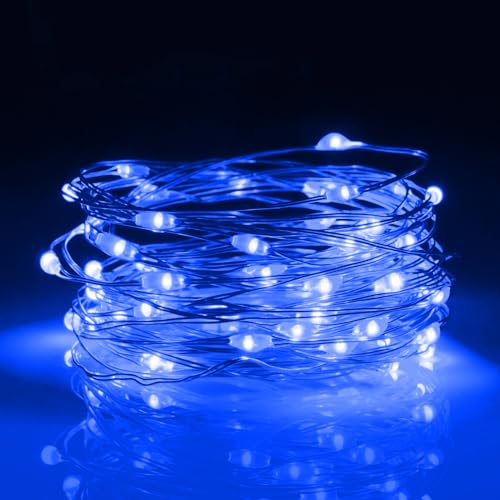 aifulo Blau Lichterkette Batterie Timer, 3M 30 Micro LED Lichterkette Innen mit 6H Timer, Wasserdichte Kupferdraht Lichterkette für Party, Garten, Weihnachten, Halloween, Schlafzimmer, Hochzeit von aifulo