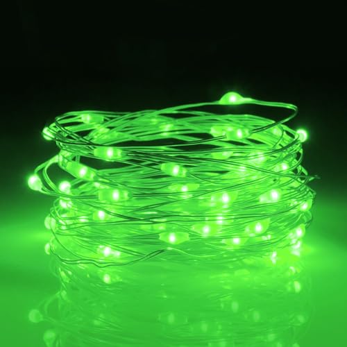 aifulo Grün Lichterkette Batterie Timer, 3M 30 Micro LED Lichterkette Innen mit 6H Timer, Wasserdichte Kupferdraht Lichterkette für Party, Garten, Weihnachten, Halloween, Schlafzimmer, Hochzeit von aifulo