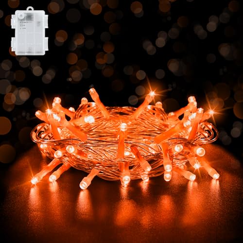 aifulo Halloween Lichterkette Außen Batterie, 3M 30 LED Orange Herbst Deko Lichterkette mit Timer, IP65 Wasserdicht Orange Lichterkette Batterie für Halloween, Herbst, Weihnachten, Party von aifulo