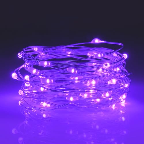 aifulo Lila Lichterkette Batterie Timer, 3M 30 Micro LED Lichterkette Innen mit 6H Timer, Wasserdichte Kupferdraht Lichterkette für Party, Garten, Weihnachten, Halloween, Schlafzimmer, Hochzeit von aifulo