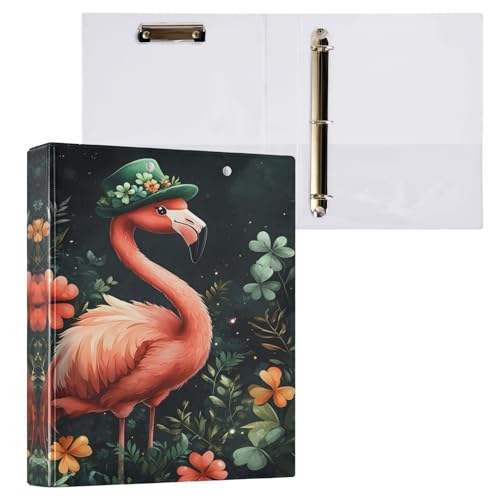 ALAZA 3-Ringbuch mit Klemmbrettern, 3,8 cm runde Ringe, leicht zu organisieren, 2,5 cm Ordner, passend für Papier in Briefgröße, rosa Flamingo-Blumen, großes 3-Loch für Schule, Büro, Arbeitsbedarf von alaza