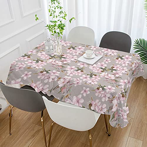 ALAZA Stoff-Tischdecke, Blumenmuster, Kirschblüten und Zweige, Tischdecke, rechteckig, waschbar, Dekoration für Zuhause, Küche, Kaffee, Abendessen, Party (137 x 183 cm) von alaza