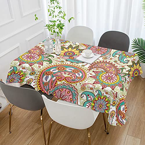 ALAZA Tischdecke aus Stoff, Paisleymuster und Blumenmuster, rechteckig, waschbar, Dekoration für Zuhause, Küche, Kaffee, Abendessen, Party (152 x 228,6 cm) von alaza