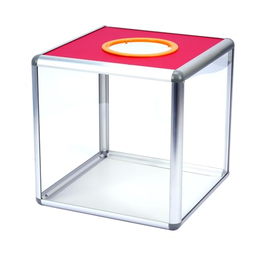 aleawol Lotterie Box 25CM Tombola Box Transparente Acryl Spendenbox Wahlurne Quadrat Raffle Ball Spiel Box für Jährliche Treffen Spiel Stütze von aleawol