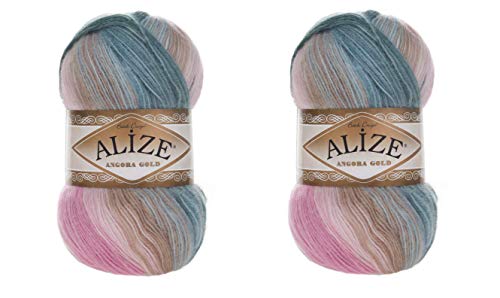 Alize Angora Gold Batik-Garn, 20% Wolle, 80% Acryl, 2 Knäuel, 200 g, 1204 m, Häkelgarn, Spitze, Handstricken, türkisches Garn (2970) von alize