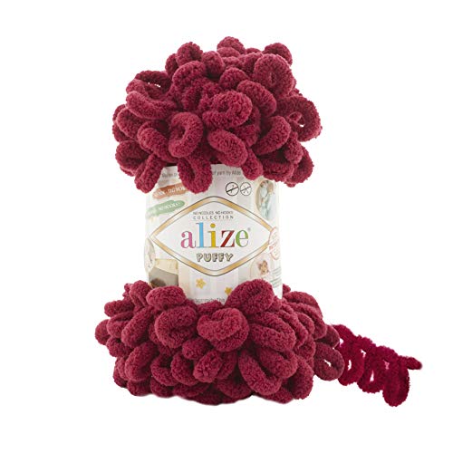 Alize Puffy Baby Deckengarn, 5 Knäuel, 500 g, 50 m, 100 % Micropolyester, weiches Garn, Babydecke, Garn, Handstrickgarn, Super Chunky Bulky Woven Worested Yarn (107) von Alize