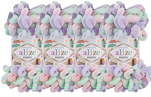 Alize Puffy Color Babydeckengarn, 400 g, 100 % Mikropolyester, weiches Garn, Handstrickgarn (5938) von Alize