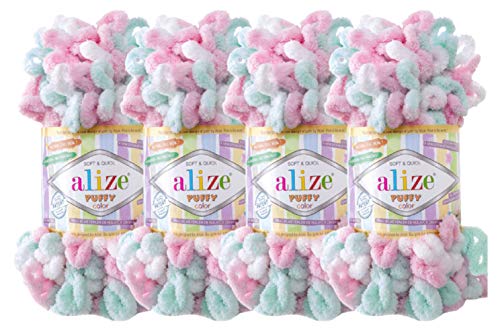 Alize Puffy Color Babydeckengarn, 400 g, 100% Mikropolyester, weiches Garn, Handstrickgarn (6052) von alize