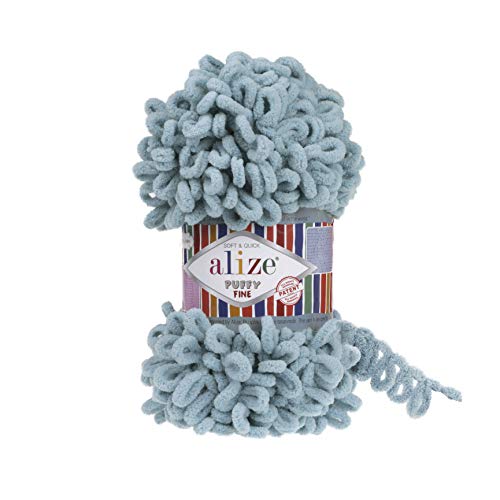 Alize Puffy Feines Garn für Babydecke, 5 Knäuel, 500 g, 50 m, 100 % Micropolyester, weiches Garn, Babydecke, Handstrickgarn, Super Chunky Bulky Woven Worested Yarn (414) von Alize