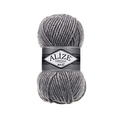 Alize SuperLana Maxi 25% Wolle 75% Acryl je Knäuel 100g 100m 4 Knäuel - 21 grau melange von alize